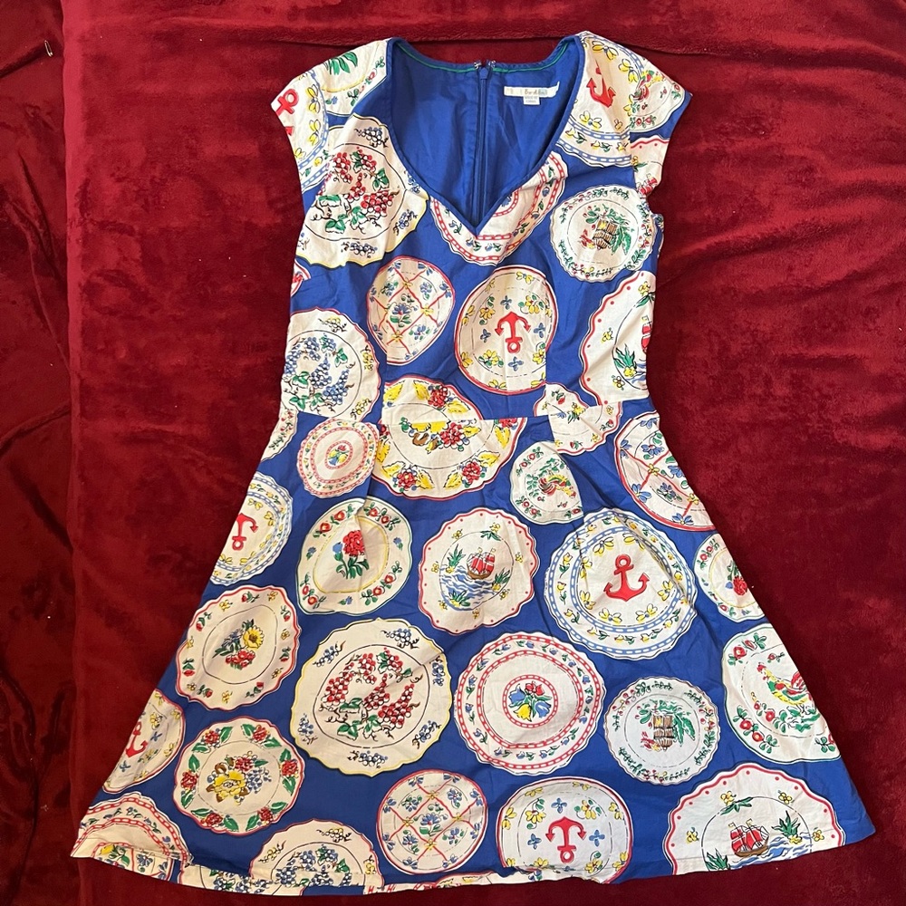 Boden blue anchor dress 10